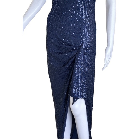 CAROLINE Constas Koren Sequined High Low Asymmetrical Knotted Evening Midi Dress - Picture 4 of 9